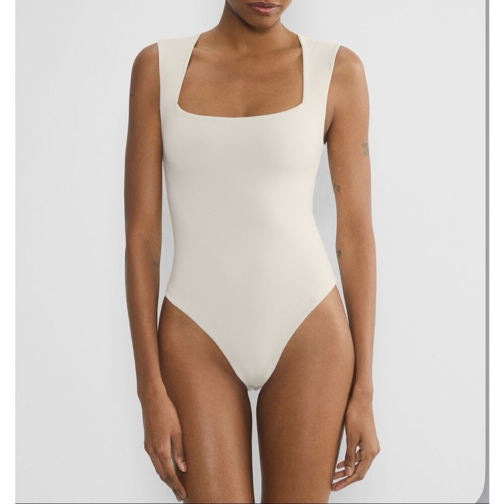 Aritzia Cream Square-Neck Bodysuit